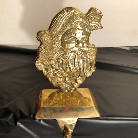 solid brass Santa Christmas stocking holder - Picture 1 of 7